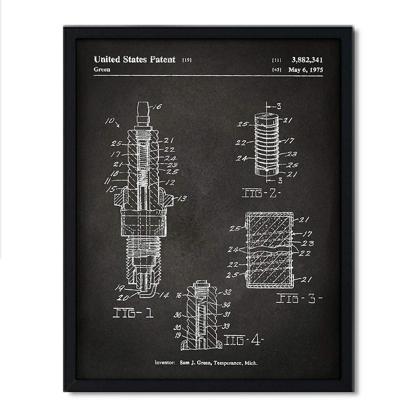 Spark Plug Patent Wall Art 8.5x11in Image