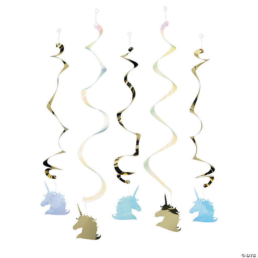 Sparkle Unicorn Hanging Swirl Decorations - 5 Pc. Image