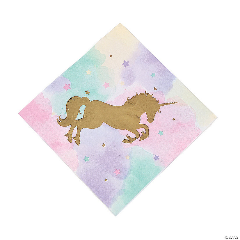 Sparkle Unicorn with Gold Foil Silhouette Luncheon Napkins - 16 Pc. Image
