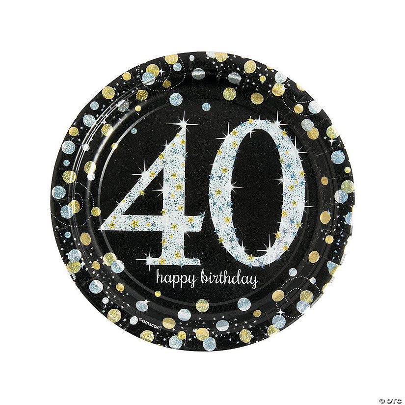 Sparkling Celebration 40th Birthday Party Paper Dinner Plates - 8 Ct. Image