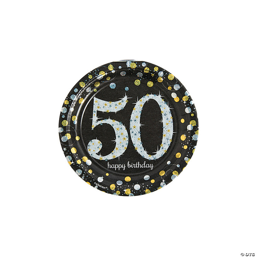 Sparkling Celebration 50th Birthday Paper Dessert Plates - 8 Ct. Image