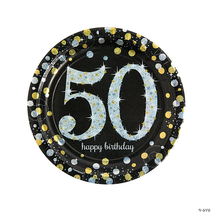 Sparkling Celebration 50th Birthday Party Paper Dinner Plates - 8 Ct. Image