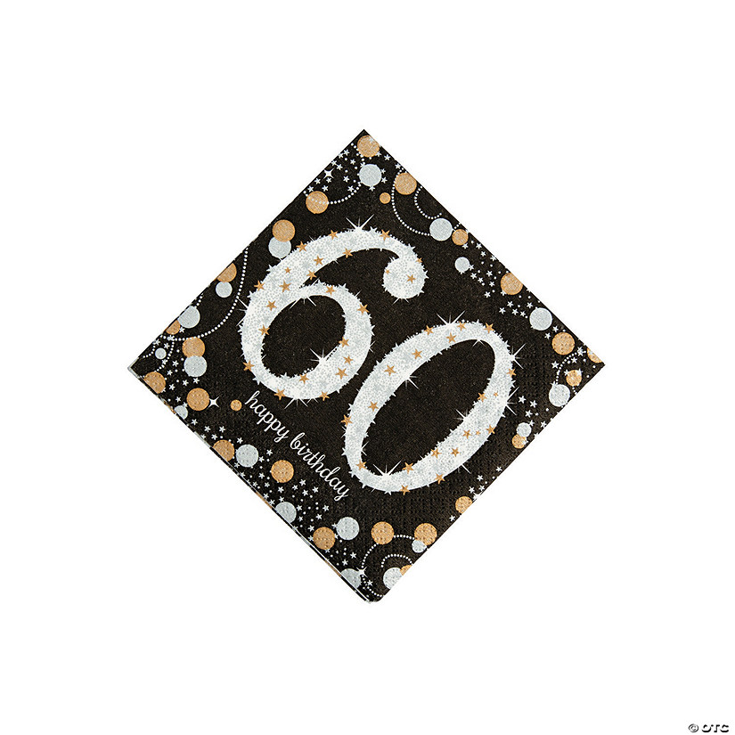 60th Birthday Napkins - Ivory & Black by EnFete | Catch My Party
