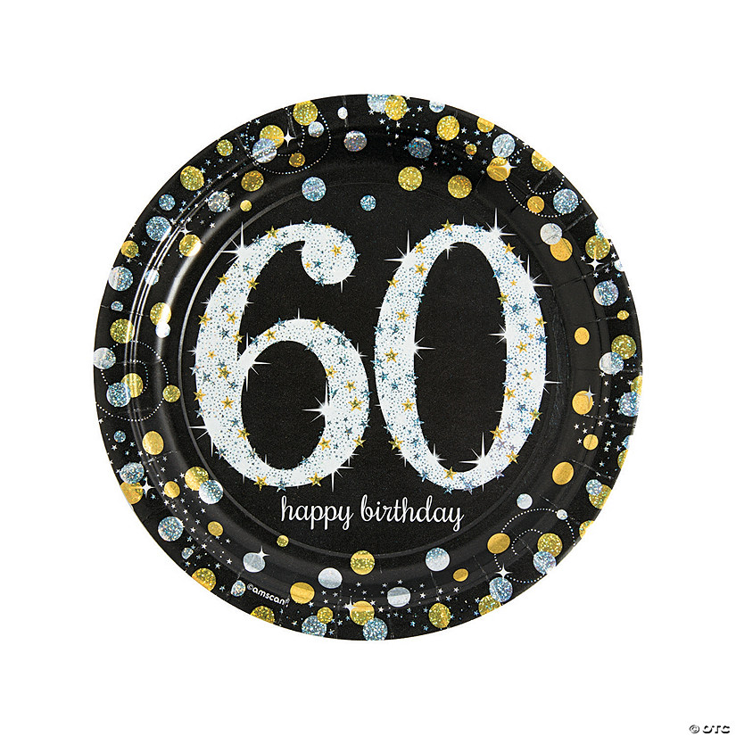 Sparkling Celebration 60th Birthday Party Paper Dinner Plates - 8 Ct. Image