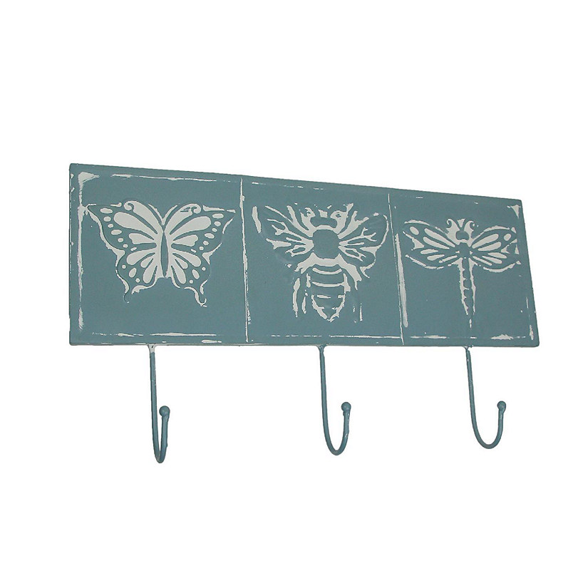 Special T Imports Blue Metal Vintage Bug Wall Hook Decorative Hanging Coat Towel Rack Home Decor Image