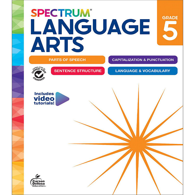 Spectrum Language Arts 5th Grade Workbook, Covering Parts of Speech, Punctuation, Sentence Structure, English Grammar, Vocabulary, Language Arts Curriculum Image