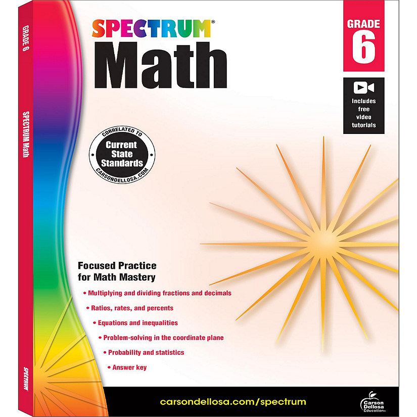 Spectrum Math Workbook, Grade 6 Image
