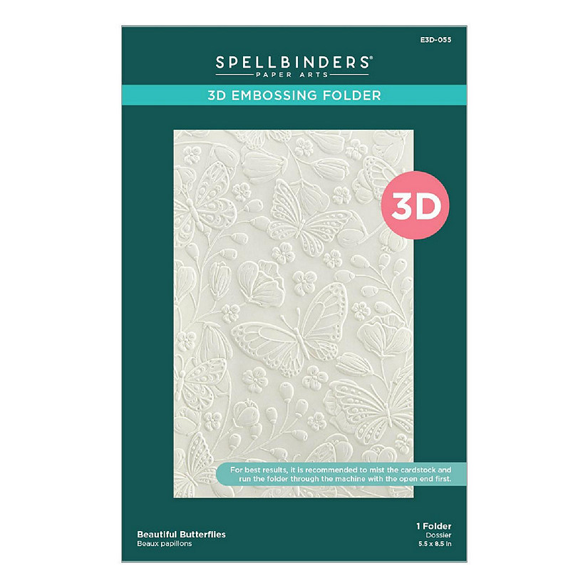 Spellbinders 3D Embossing Folder From The Stylish Ovals-Beautiful Butterflies Image