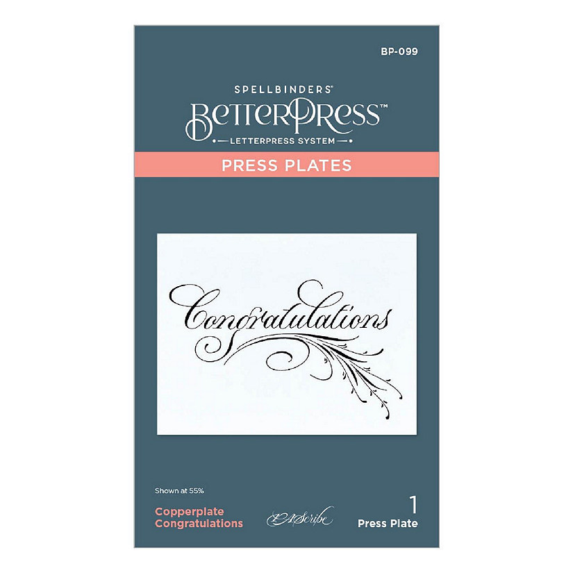 Spellbinders Press Plate By Paul Antonio-Copperplate Congratulations Image