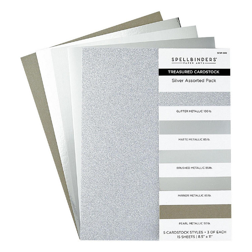 Spellbinders Treasured Cardstock 8.5"X11" 15/Pkg-Silver Image