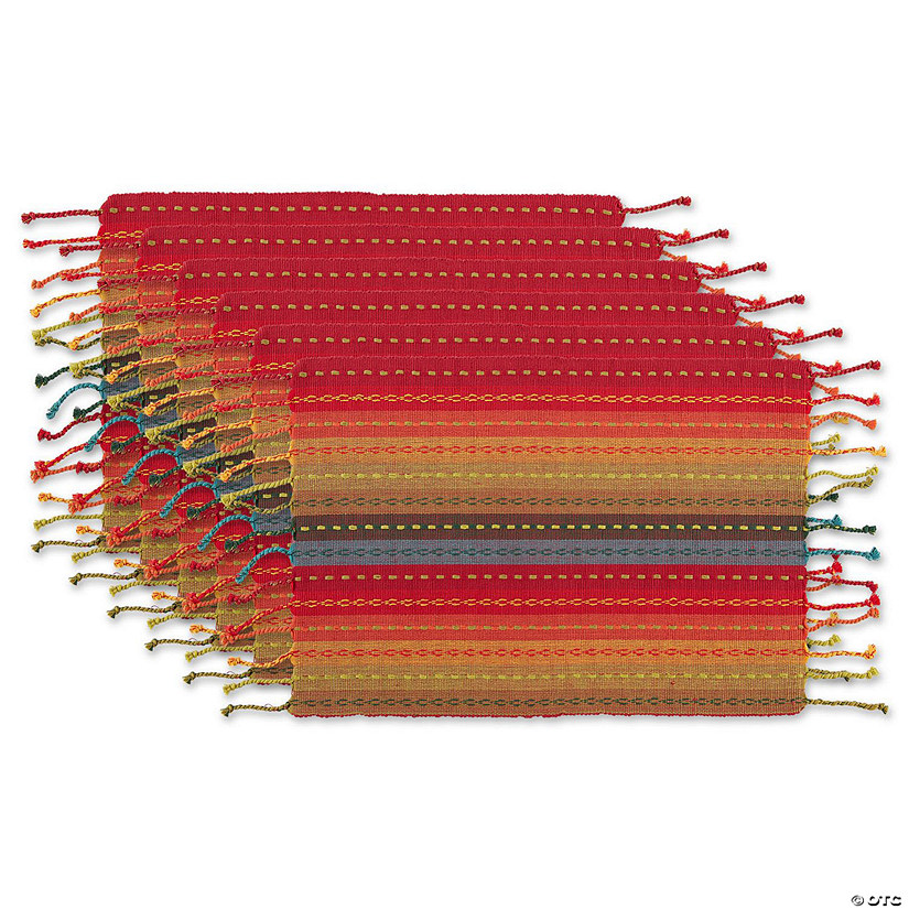 Spice Tonal Stripe With Fringe Placemat (Set Of 6) Image