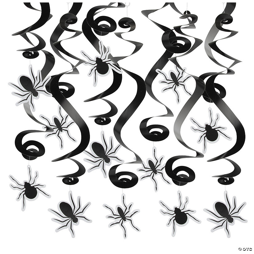 Spider Hanging Swirl Decorations - 12 Pc. Image