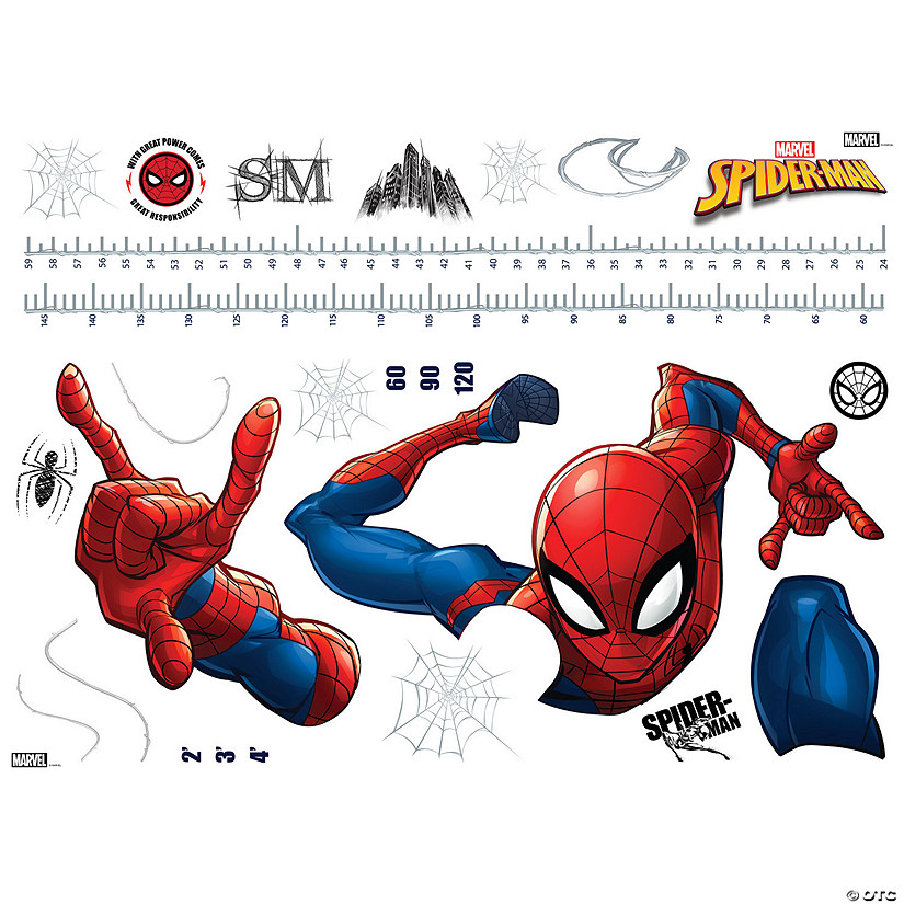 Spiderman growth chart giant peel & stick wall decals Oriental Trading