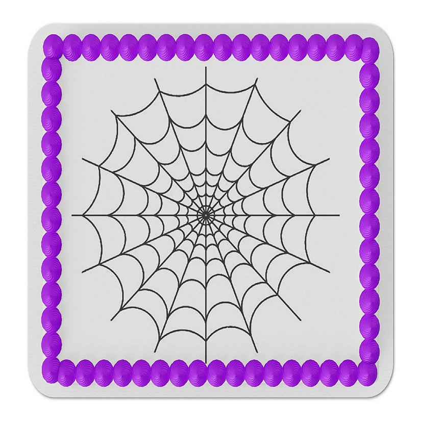 Spider Web Edible Cake Topper for Quarter Sheet Cake Image