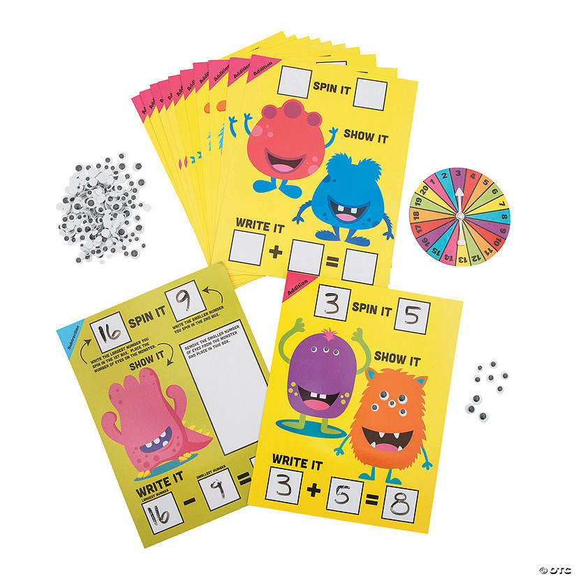 Spin Write Show It Dry Erase Monster Math Mats Kit -524 Pc. Image