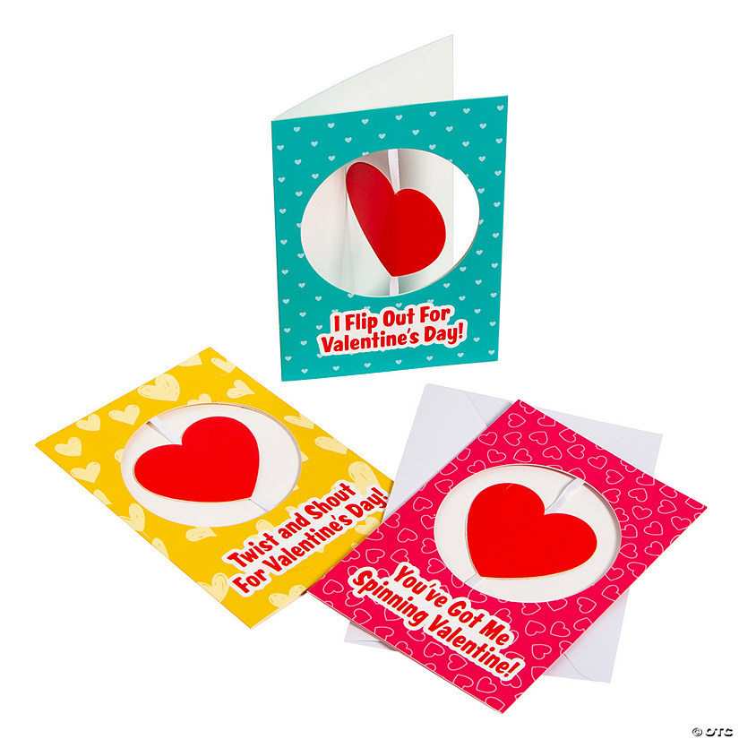 Spinning Heart Card Valentine Exchanges for 12 Oriental Trading