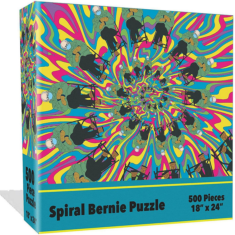 Spiral Psychedelic Bernie Sanders Jigsaw Puzzle 500pc Meme Cartoon Mighty Mojo Image
