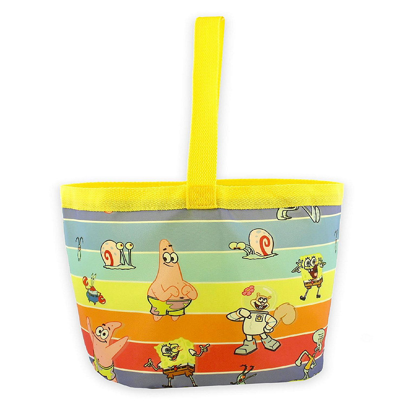 Spongebob Squarepants Boys Girls Collapsible Nylon Gift Basket Bucket Toy Storage Tote Bag (One Size, Yellow/Multi) Image