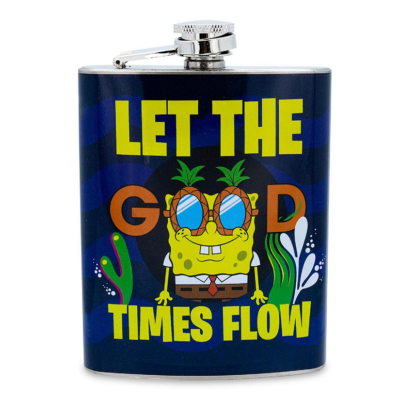 SpongeBob SquarePants "Mister Good Times" Stainless Steel Flask  Holds 7 Ounces Image