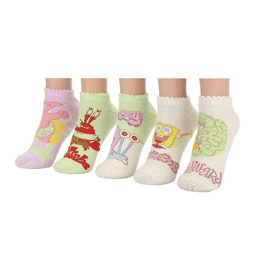Spongebob Squarepants Mixed Characters Womens Ankle Socks 5 Pack Image