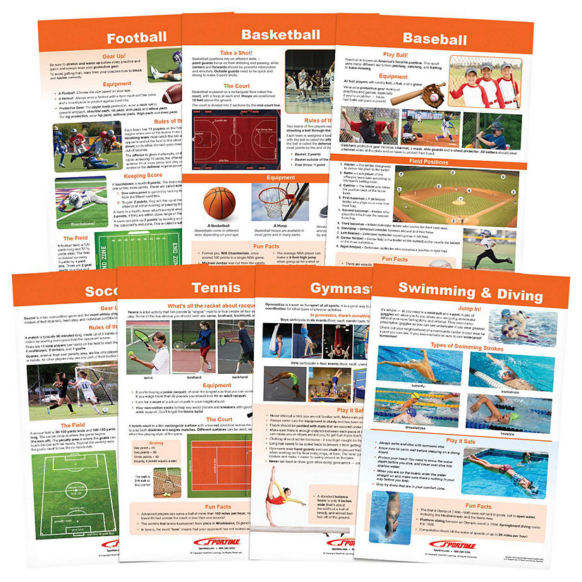 Sportime Play Sports Bulletin Board Charts, Set of 7, Grade 5 to 12 Image