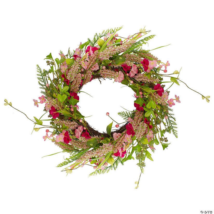 Spring Floral Foliage and Berry Twig Wreath 21" Image