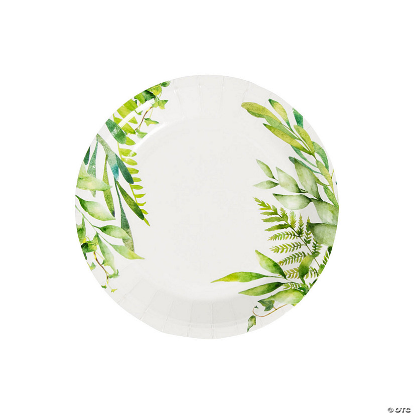 Spring Greenery Paper Dessert Plates - 8 Ct. Image