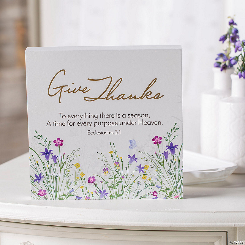 Spring Wild Flowers Give Thanks Tabletop Sign Image