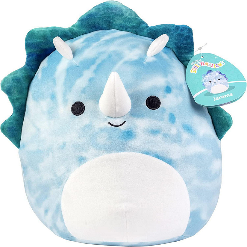 Squishmallow 10" Jerome The Blue Triceratops - Official Kellytoy Plush Dinosaur Stuffed Animal Image