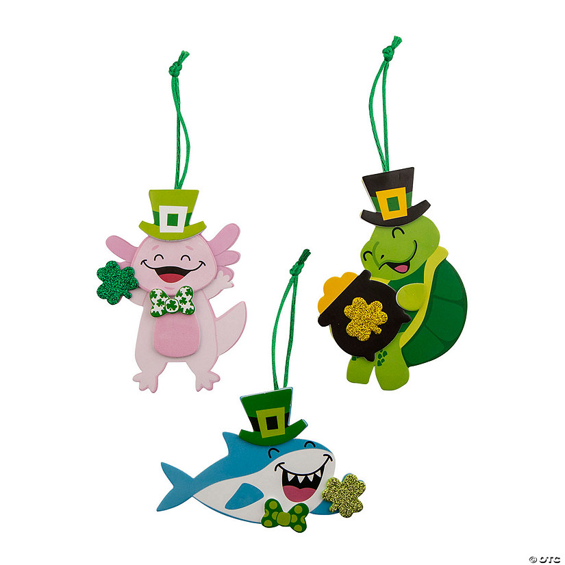 St. Patrick&#8217;s Day Animals with Shamrocks Ornament Craft Kit - Makes 12 Image