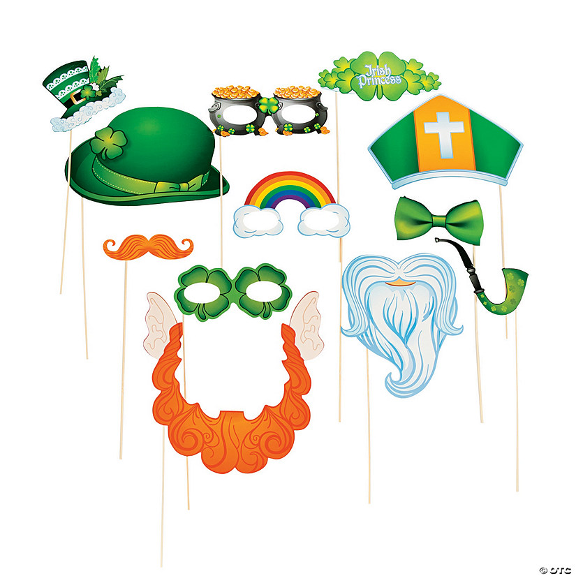 St. Patrick&#8217;s Day Costume Photo Stick Props- 12 Pc. Image