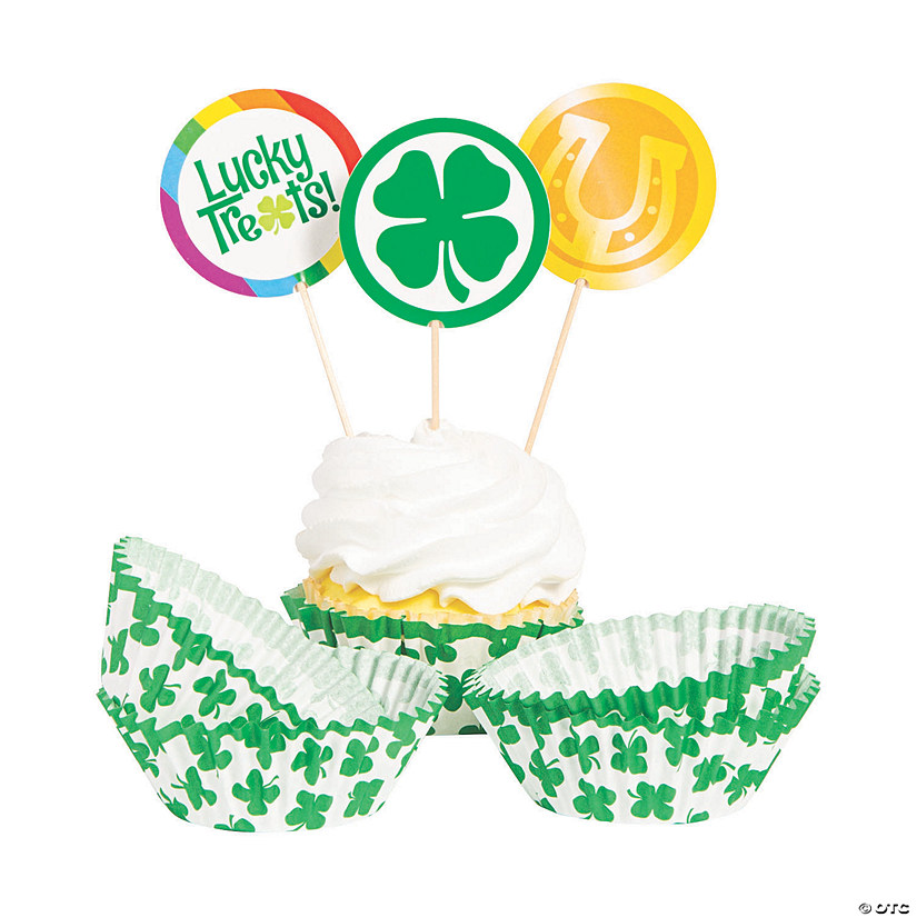 St. Patrick&#8217;s Day Cupcake Liners & Picks - 100 Pc. Image