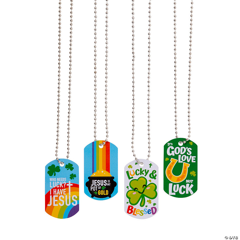 St. Patrick&#8217;s Day Faith Dog Tag Necklaces - 12 Pc. Image
