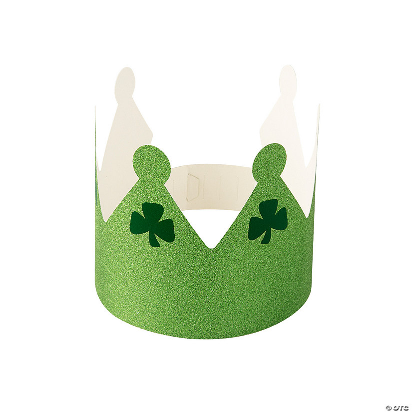 St. Patrick&#8217;s Day Glitter Crowns - 24 Pc. Image