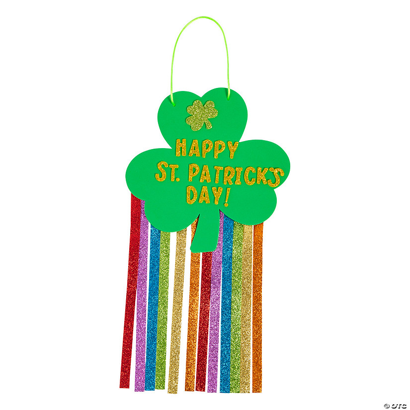 St. Patrick&#8217;s Day Glitter Hanging Sign Craft Kit - Makes 12 Image