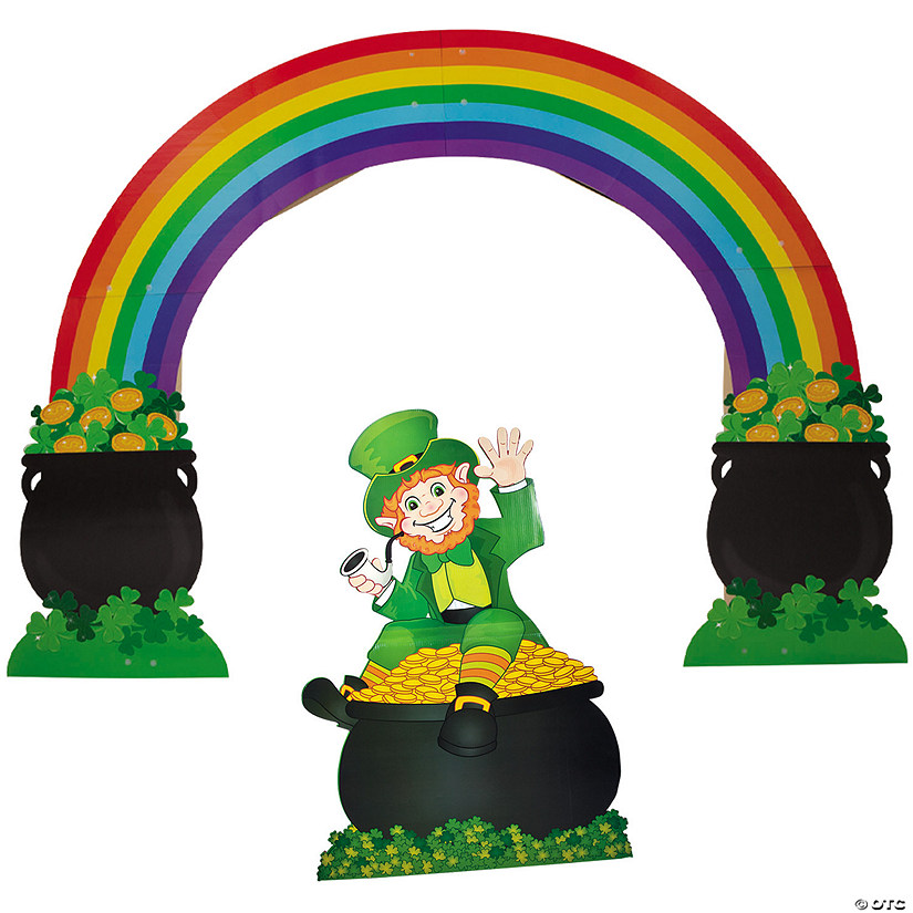 St. Patrick&#8217;s Day Leprechaun & Rainbow Cardboard Cutout Stand-Up Kit - 2 Pc. Image