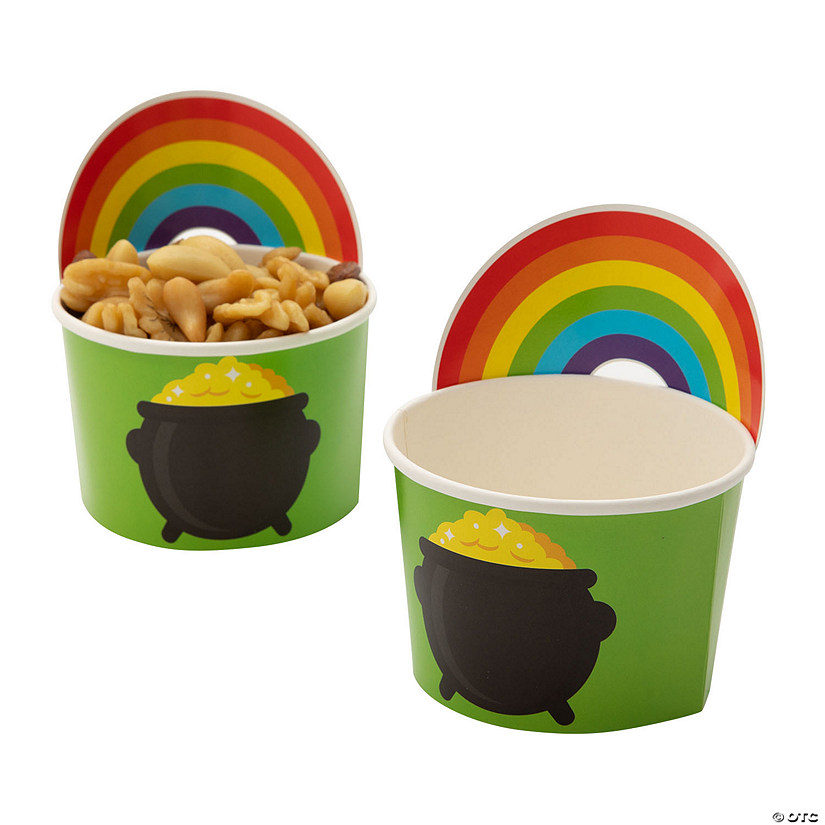 St. Patrick&#8217;s Day Pot of Gold Disposable Paper Snack Cups - 12 Ct. Image