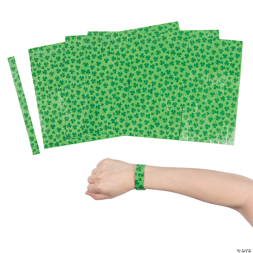 St. Patrick&#8217;s Day Self-Adhesive Paper Wristbands - 100 Pc. Image