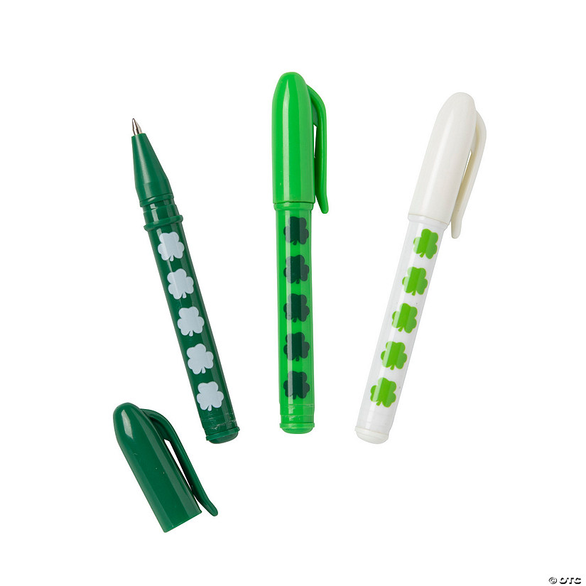 St. Patrick&amp;#8217;s Day Shamrock Mini Pens - 24 Pc.  Image