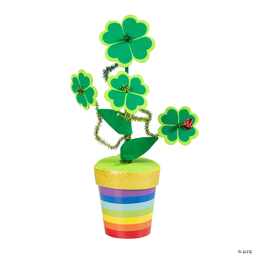 St. Patrick's Day Four-Leaf Clover Flowerpot Craft Kit - Makes 6 Image