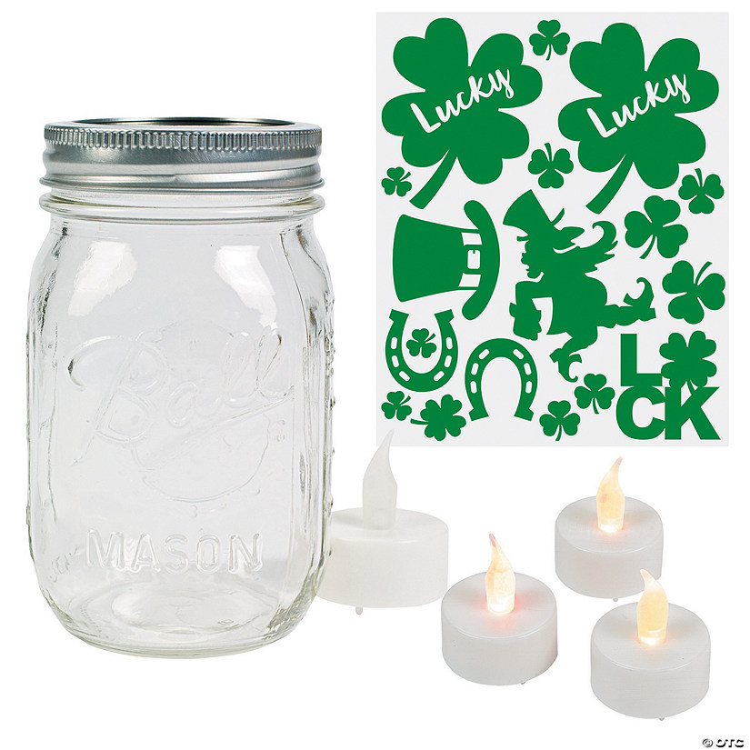 St. Patrick's Day Lucky Mason Jar Craft Kit - Makes 12 Image