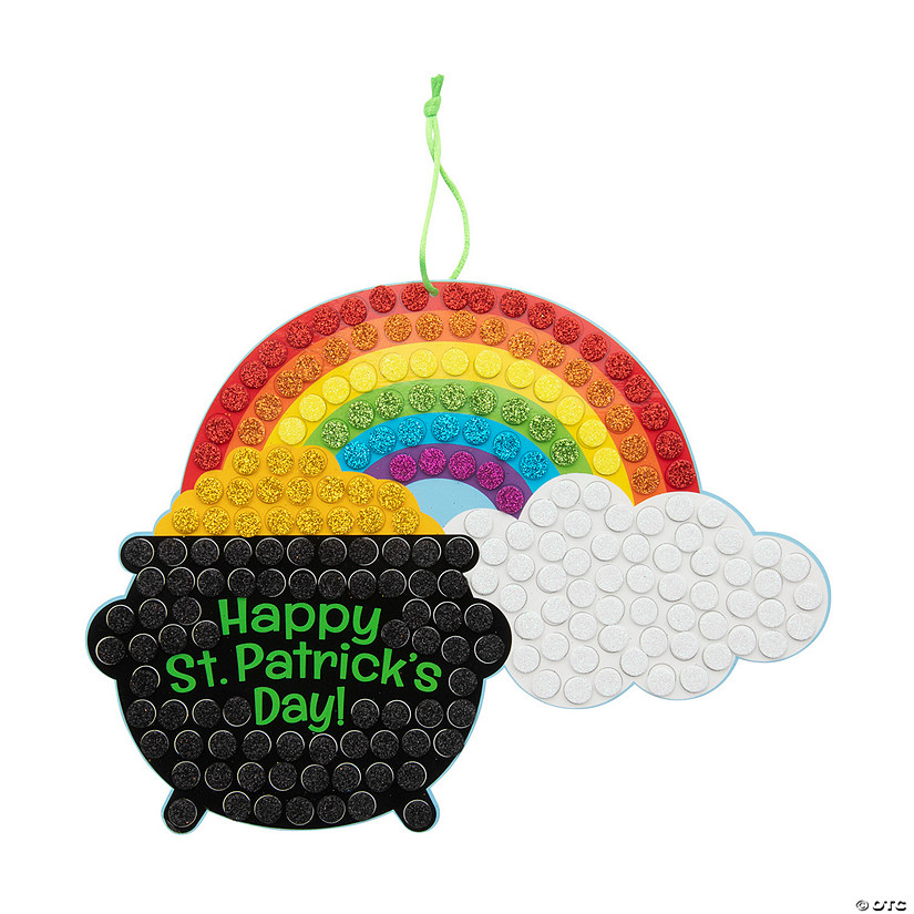 St. Patrick's Day Pot of Gold Glitter Mosaic Sign Craft Kit - Makes 12 Image