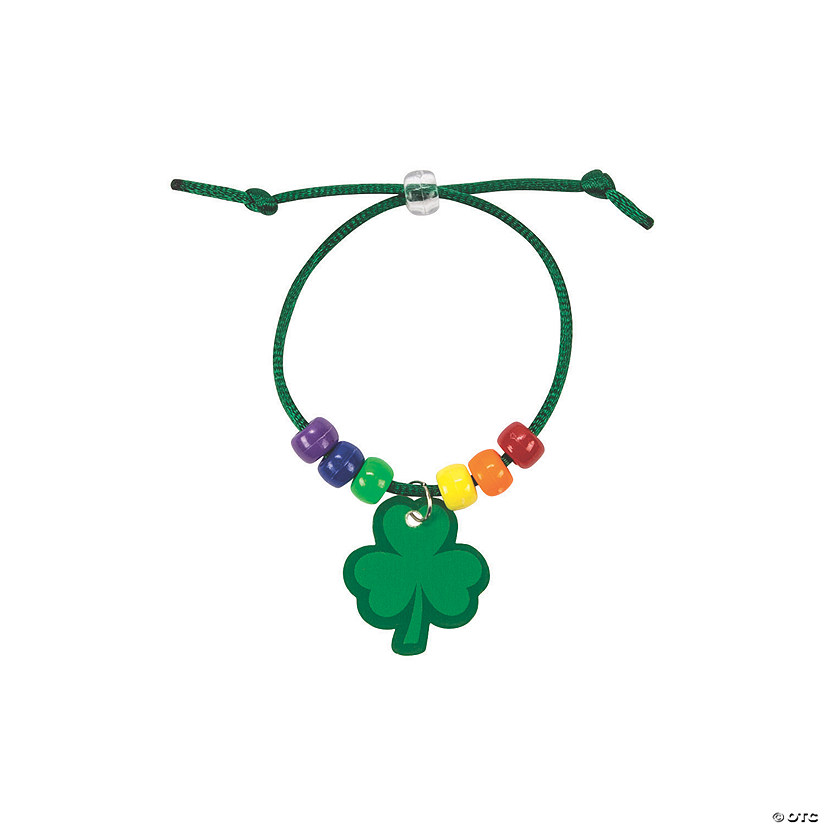 St. Patrick's Day Rainbow Shamrock Charm Bracelet Craft Kit - Makes 24 Image