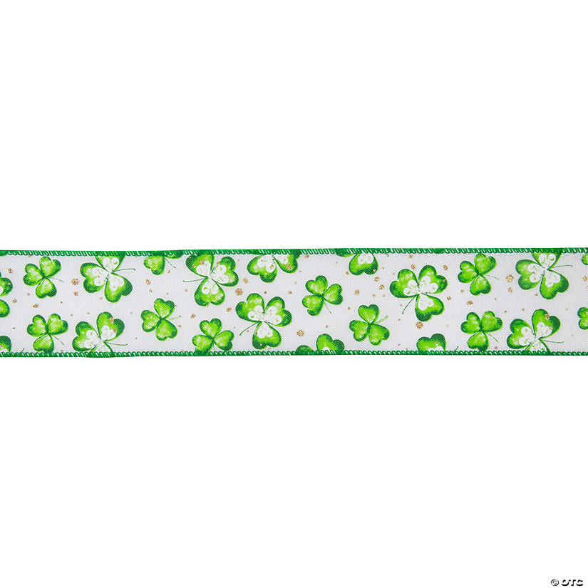 St. Patrick's Day Shamrock Wired Spring Craft Ribbon 2.5" x 10 Yards Image