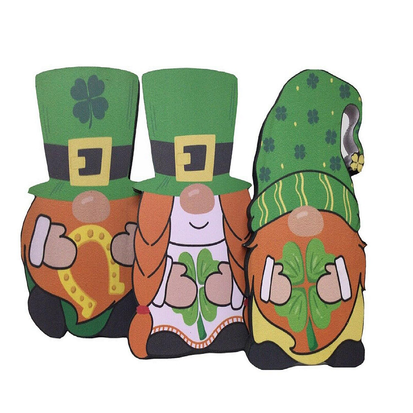 St Patrick's Day Wooden Gnomes Irish Theme Freestanding Set of 3 Image