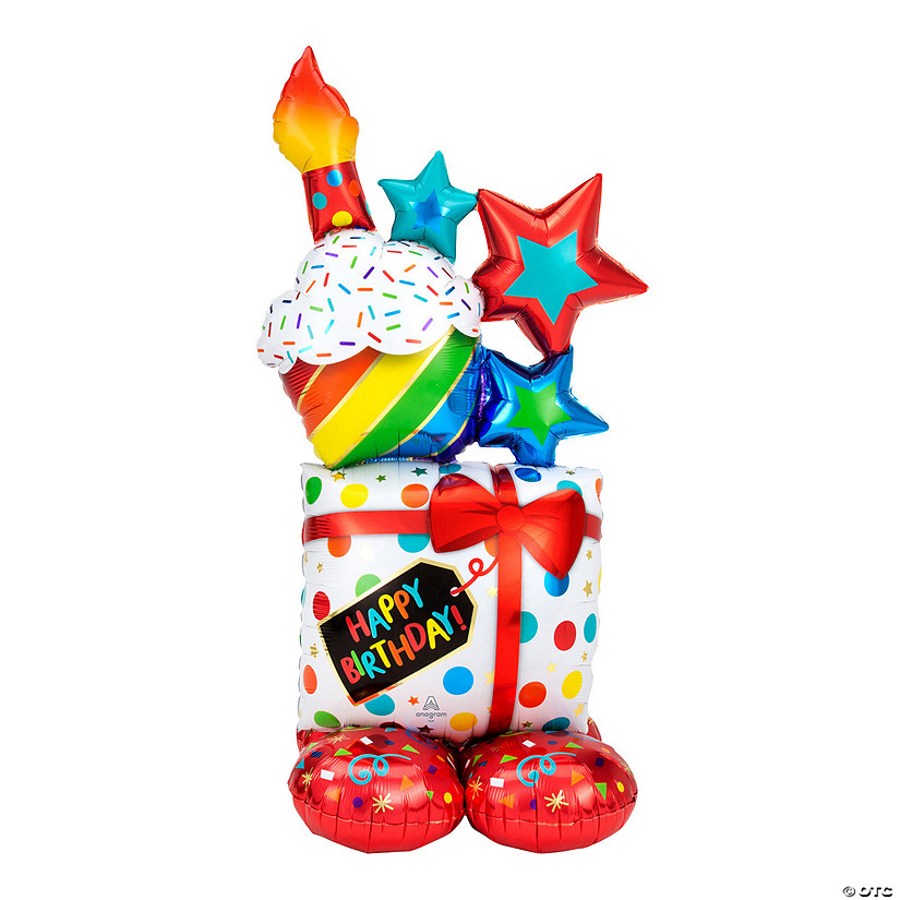 Stacked Birthday Icons 55" Mylar Balloon Image