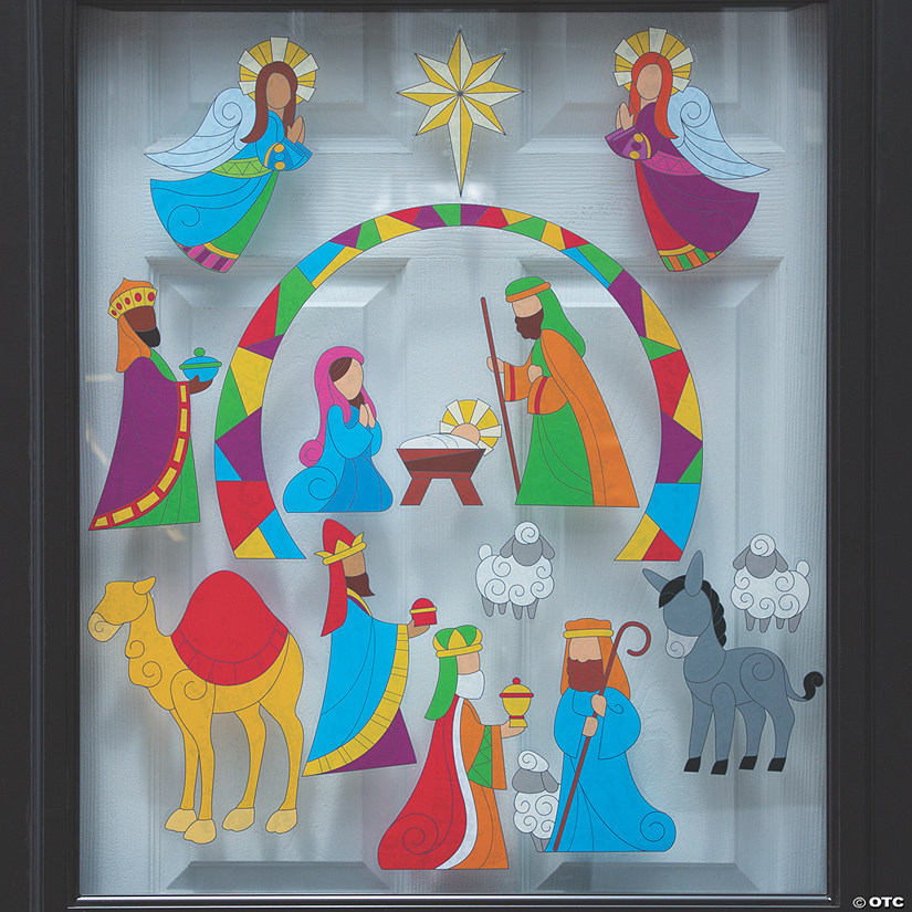 Stained Glass Nativity Window Clings Image