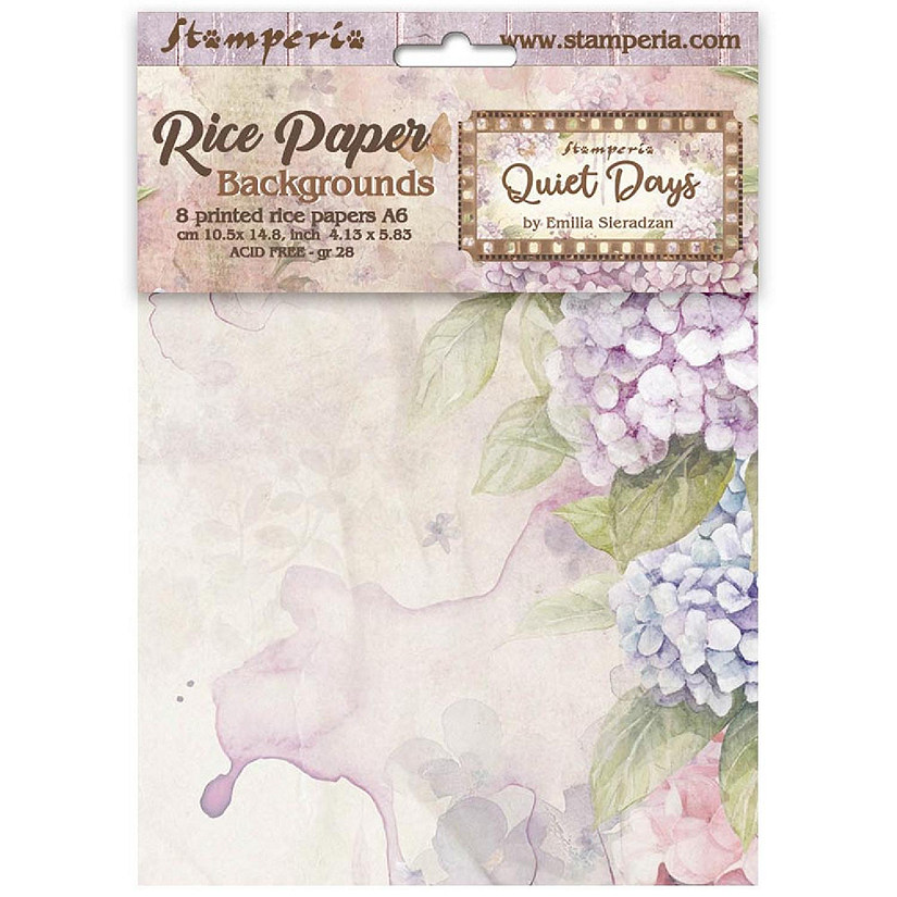 Stamperia Rice Paper Backgrounds A6 8/Pkg-Quiet Days Image