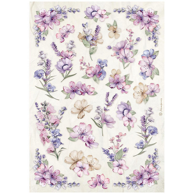 Stamperia Rice Paper Sheet A4Lavender Flower Pattern Oriental Trading