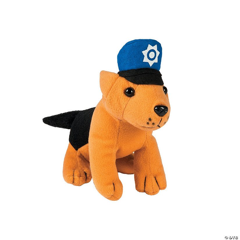 Standing Stuffed Dogs with Blue Police Hats - 12 Pc. Image